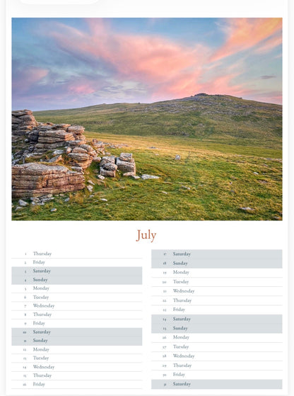 Dartmoor Calendar 2027 - A3 or A5