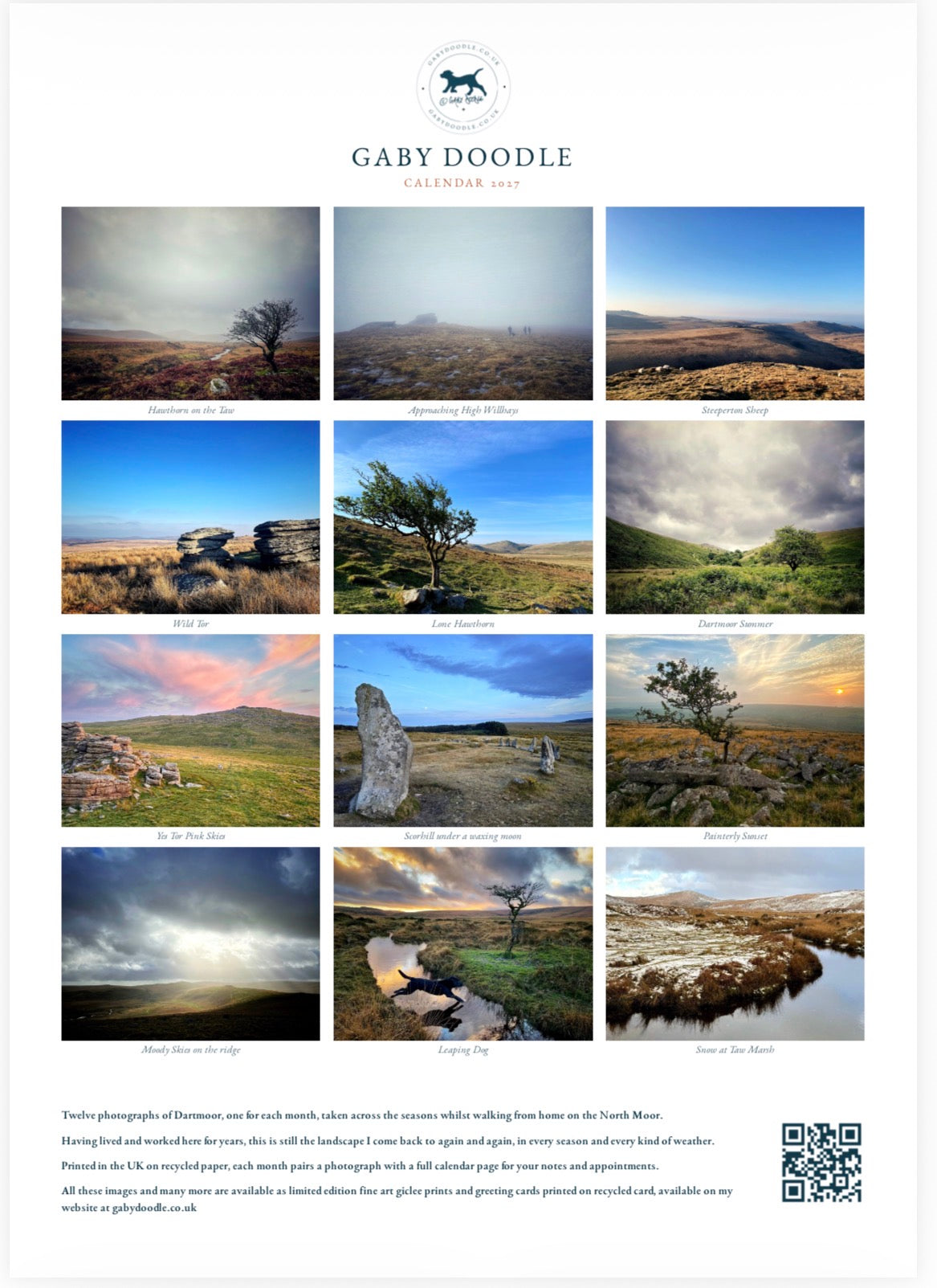 Dartmoor Calendar 2027 - A3 or A5