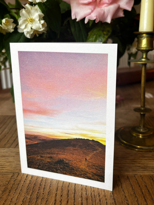 Higher Tor Pink Skies, Dartmoor Greeting Card